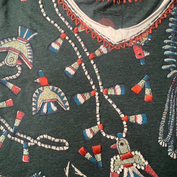 Double D Ranch Pueblo Bird Tee 2X 2XL 1XL Green Aztec Beads PLUS NWOT - Picture 5 of 16